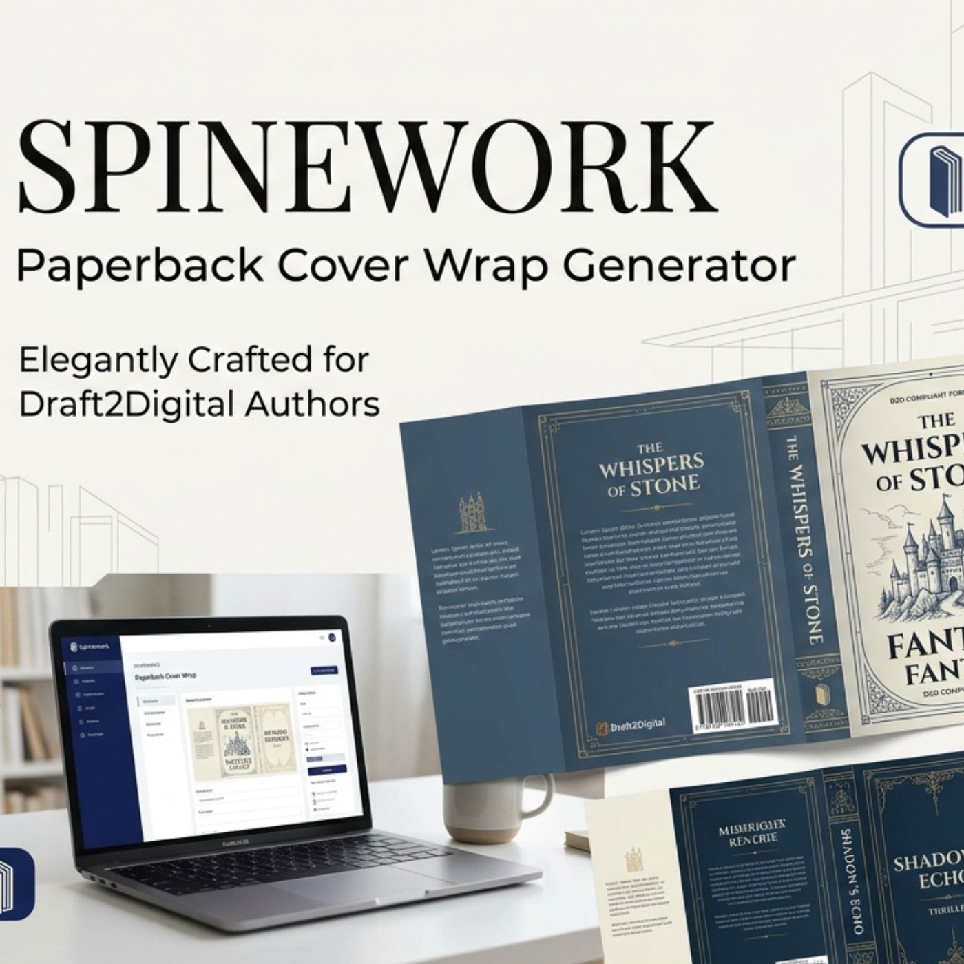Spinework paperback cover wrap generator interface